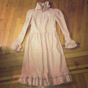 Bathsheva pink corduroy prairie midi dress
